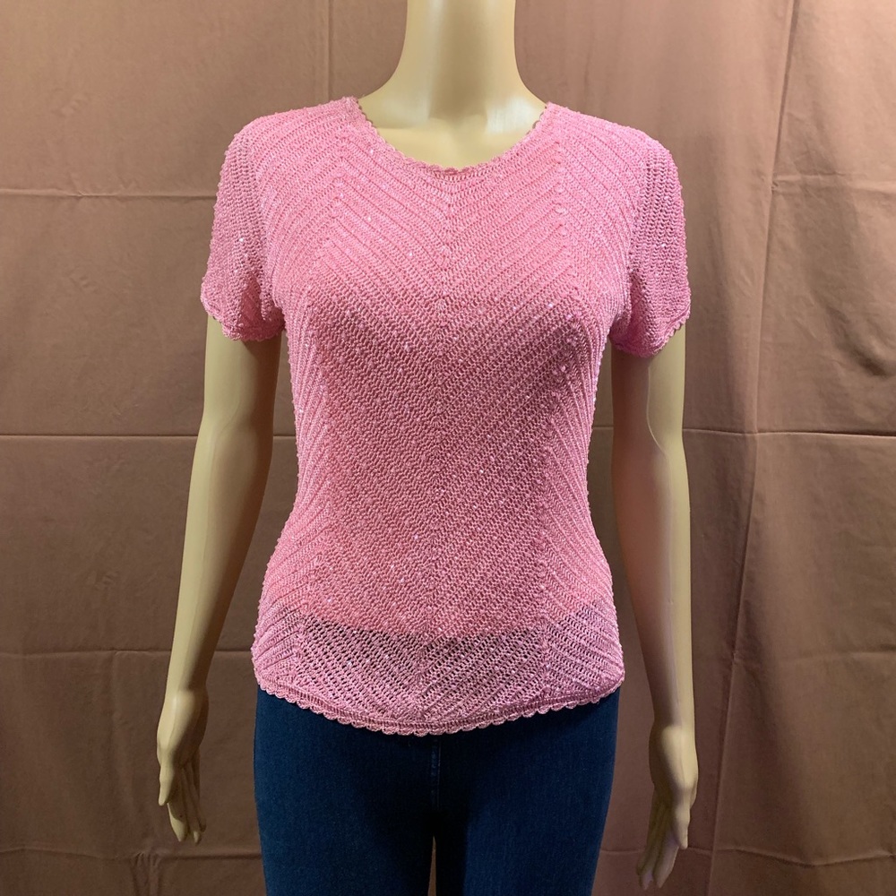 👚Basix II Beaded Pink Knit Top👚